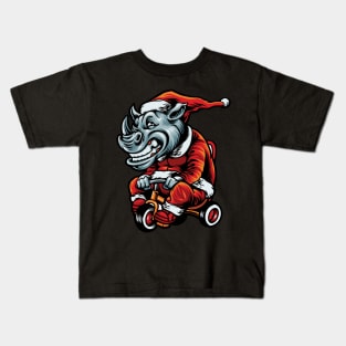 Rhino Santa Claus Christmas Gift Kids T-Shirt